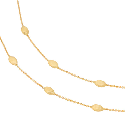18K Yellow Gold Small Bean Necklace, 16.5"-18" - 2