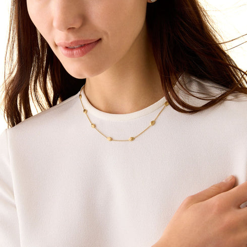 18K Yellow Gold Small Bean Necklace, 16.5"-18" - 3