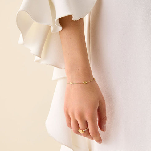 18K Yellow Gold Small Bean Bracelet, 6.5"-8' - 3