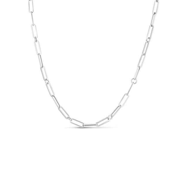 Designer Gold Paperclip And Round Link Chain Necklace - 1