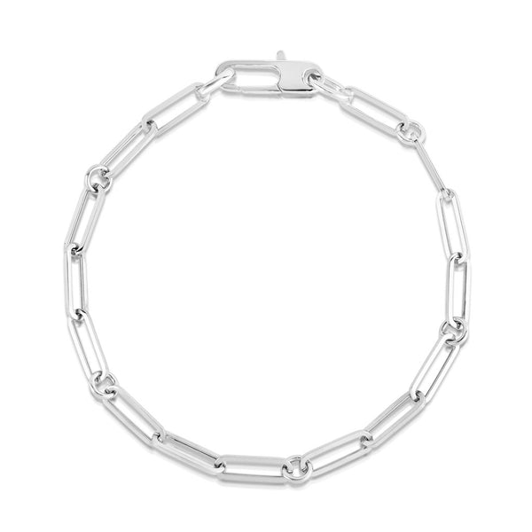 Designer Gold Paperclip And Round Link Chain Bracelet - 1