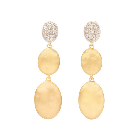18K Yellow Gold Earrings with Diamonds, 1.6" - 1