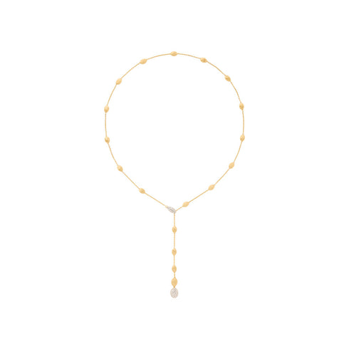 18K Yellow Gold Lariat with Diamonds, 18" - 1