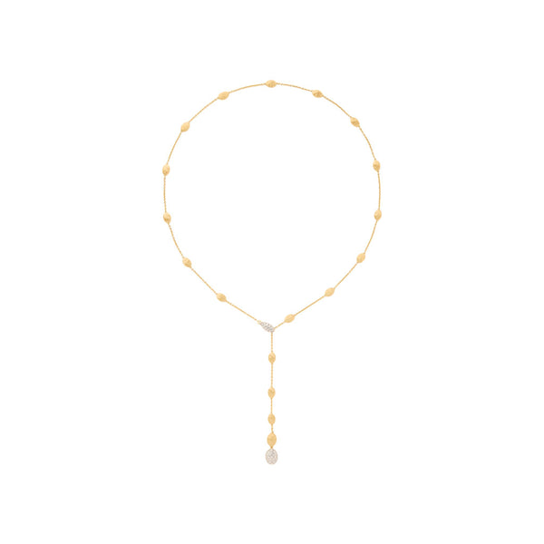 18K Yellow Gold Lariat with Diamonds, 18" - 1