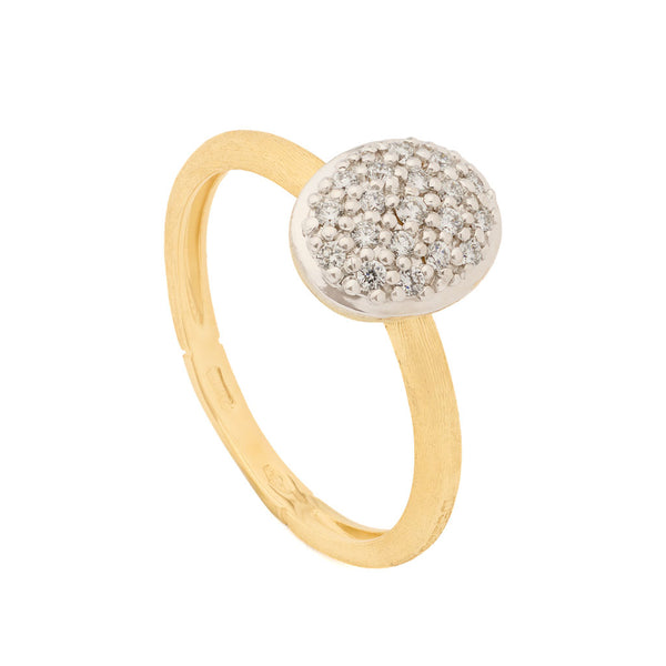 18K Yellow Gold Oval Ring with Diamonds - 1