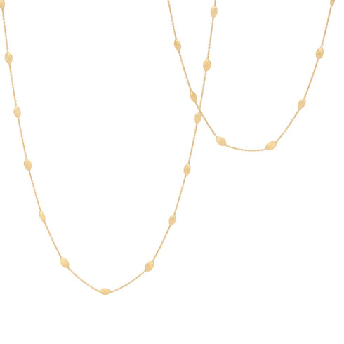 18K Yellow Gold Small Bean Necklace, 36" - 1
