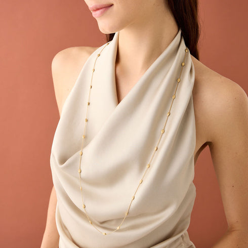 18K Yellow Gold Small Bean Necklace, 36" - 3