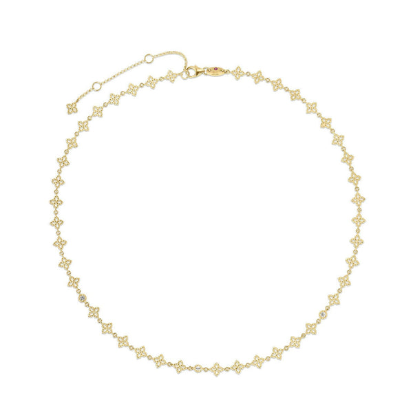 Princess Flower Diamond And Flower Link Necklace - 1