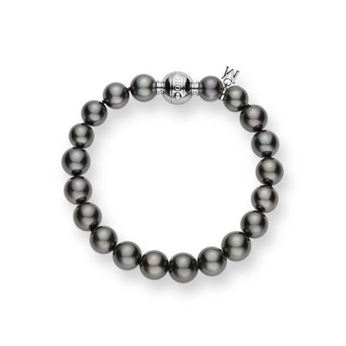 Black South Sea Cultured Pearl Bracelet with 18K White Gold - 1