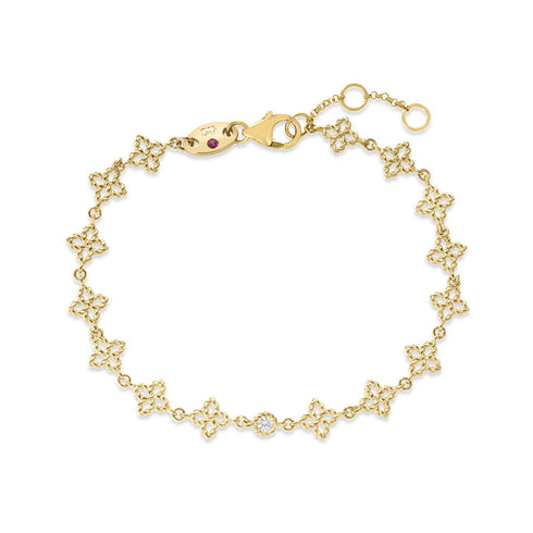 Princess Flower Diamond And Flower Link Bracelet - 1