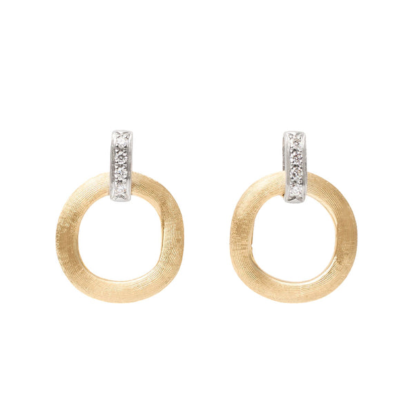 18K Yellow Gold Link Earrings with Diamonds - 1