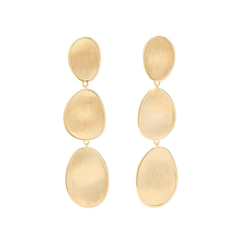 18K Yellow Gold Petal Earrings, 2" - 1