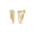 14k Prong Diamond & Curb Chain Huggie Waterfall Earrings - 1