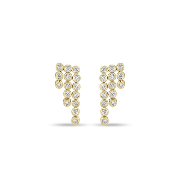 14k Diamond Bezel Tennis Waterfall Earrings - 1