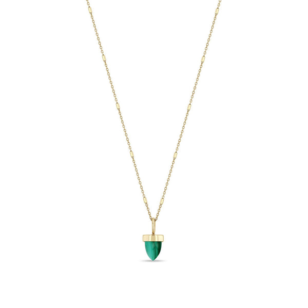 14k Malachite Bullet Pendant Tiny Bar & Cable Chain Necklace - 1