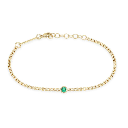 14k Floating Emerald Small Box Chain Bracelet - 1