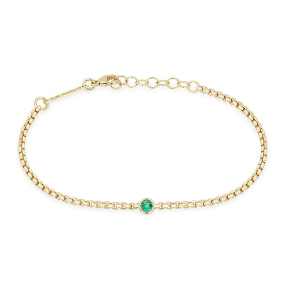 14k Floating Emerald Small Box Chain Bracelet - 1