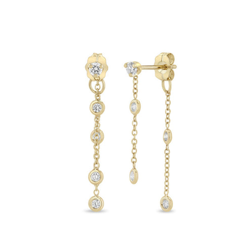 14k Floating Diamond Double Drop Earrings - 1