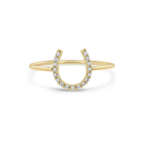 14k Pavé Diamond Horseshoe Ring - 1