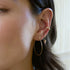 14k Prong Diamond Medium Thin Hammered Hoops - 2