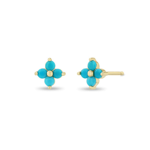 14k Prong Turquoise Quad Studs - 1