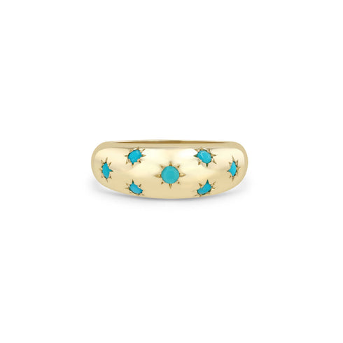 14k Scattered Star Set Turquoise Small Aura Ring - 1