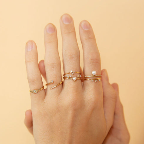 14k Pavé Diamond Oval Signet Ring - 2