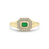 14k Emerald Cut Emerald Diamond Halo Signet Ring - 1