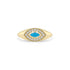 14k Marquise Turquoise & Diamond Halo Signet Ring - 1