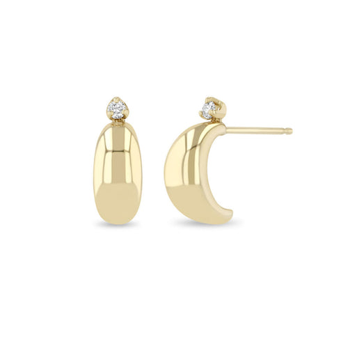 14k Prong Diamond Thin Aura Huggie Hoops - 1