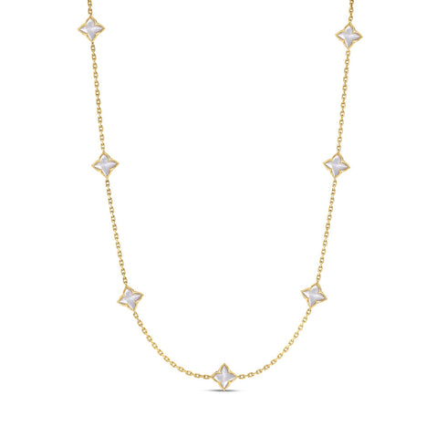 Venetian Princess Carnival Mother Of Pearl Flower Station Necklace - 1