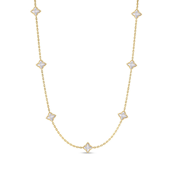 Venetian Princess Carnival Mother Of Pearl Flower Station Necklace - 1