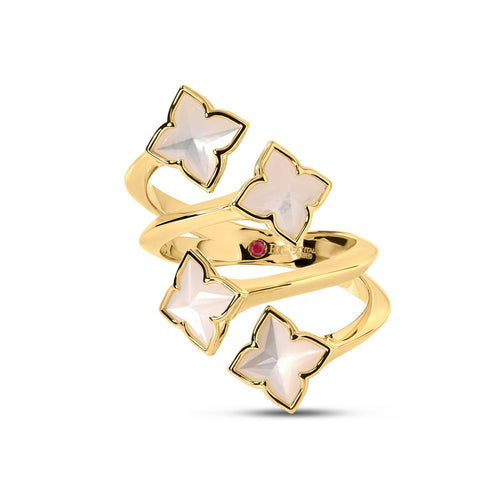 Venetian Princess Carnival Mother Of Pearl Four Row Flower Ring - 1
