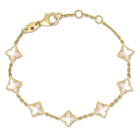 Venetian Princess Carnival Mother Of Pearl Flower Station Bracelet - 1