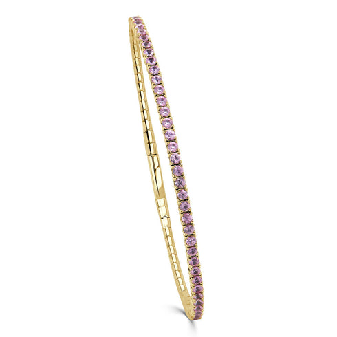 14K Gold & Pink Sapphire Flexible Bangle - 1.85ct - 1