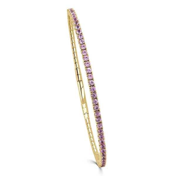 14K Gold & Pink Sapphire Flexible Bangle - 1.85ct - 1
