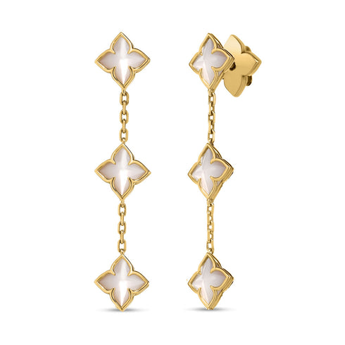 Venetian Princess Carnival Mother Of Pearl Flower Dangle Earrings - 1