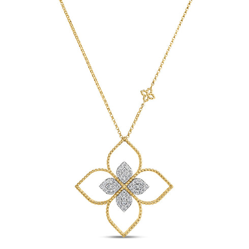 Princess Flower Open Frame Pavé Diamond Necklace - 1