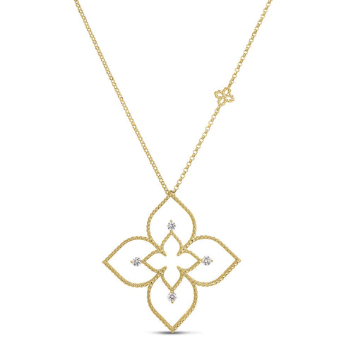 Princess Flower Open Frame Diamond Necklace - 1