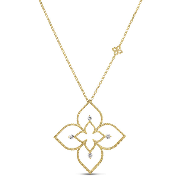 Princess Flower Open Frame Diamond Necklace - 1