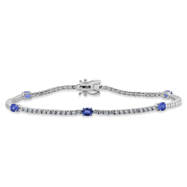 14k Gold Diamond & Sapphire Tennis Bracelet - 1