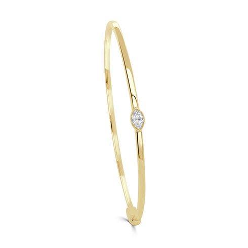 14K Gold Marquise Diamond Bangle - 0.21ct - 1