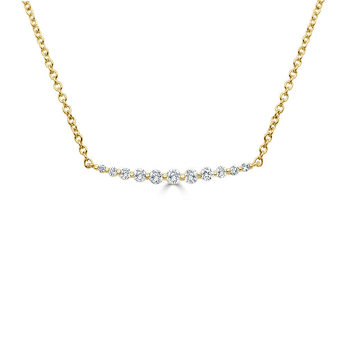 14k Gold & Diamond Curved Bar Necklace - 0.16ct - 1