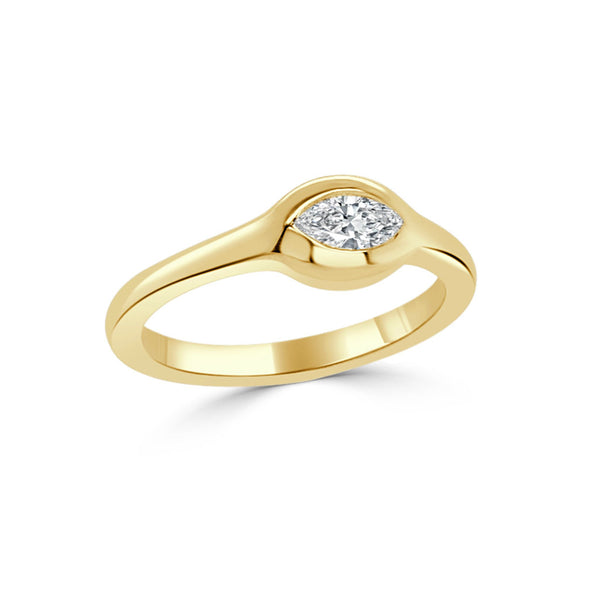 14K Gold Marquise Diamond Ring- 0.23 CT - 1