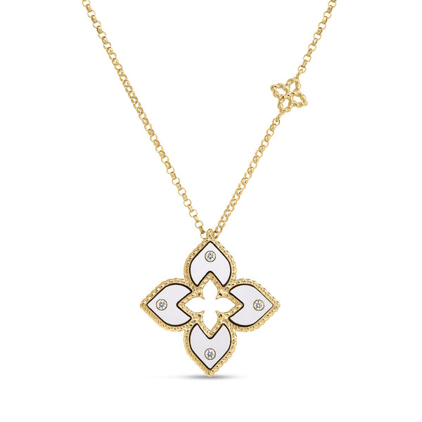 Venetian Princess Diamond And Enamel Flower Necklace - 1