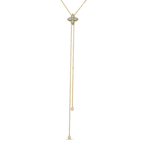 Princess Flower Pavé Diamond Lariat Necklace - 1
