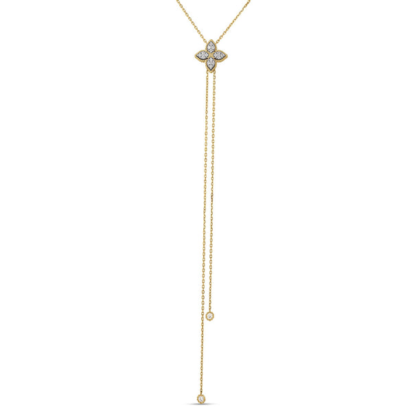 Princess Flower Pavé Diamond Lariat Necklace - 1