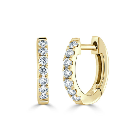 14k Gold & Diamond Huggie Earrings- 0.20ct. - 1