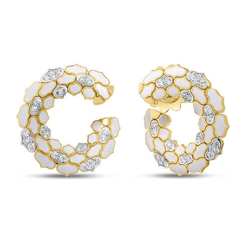 Cobra Diamond And Enamel Curl Earrings - 1