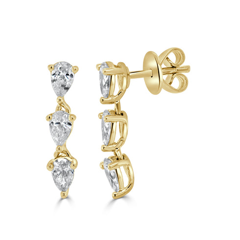 14K Gold & Pear-Shaped Diamond Drop Dangle Earrings - 0.50ct - 1